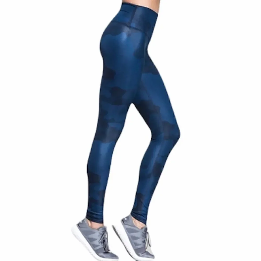 𝅺EUC Alo Yoga Airbrush Camouflage blue leggings xs